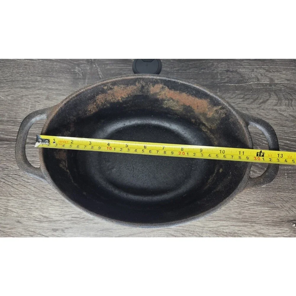 Paula Deen Cast Iron Oval Dutch Oven Roasting Casserole & Lid 11.5” x 8.5” 5 QT